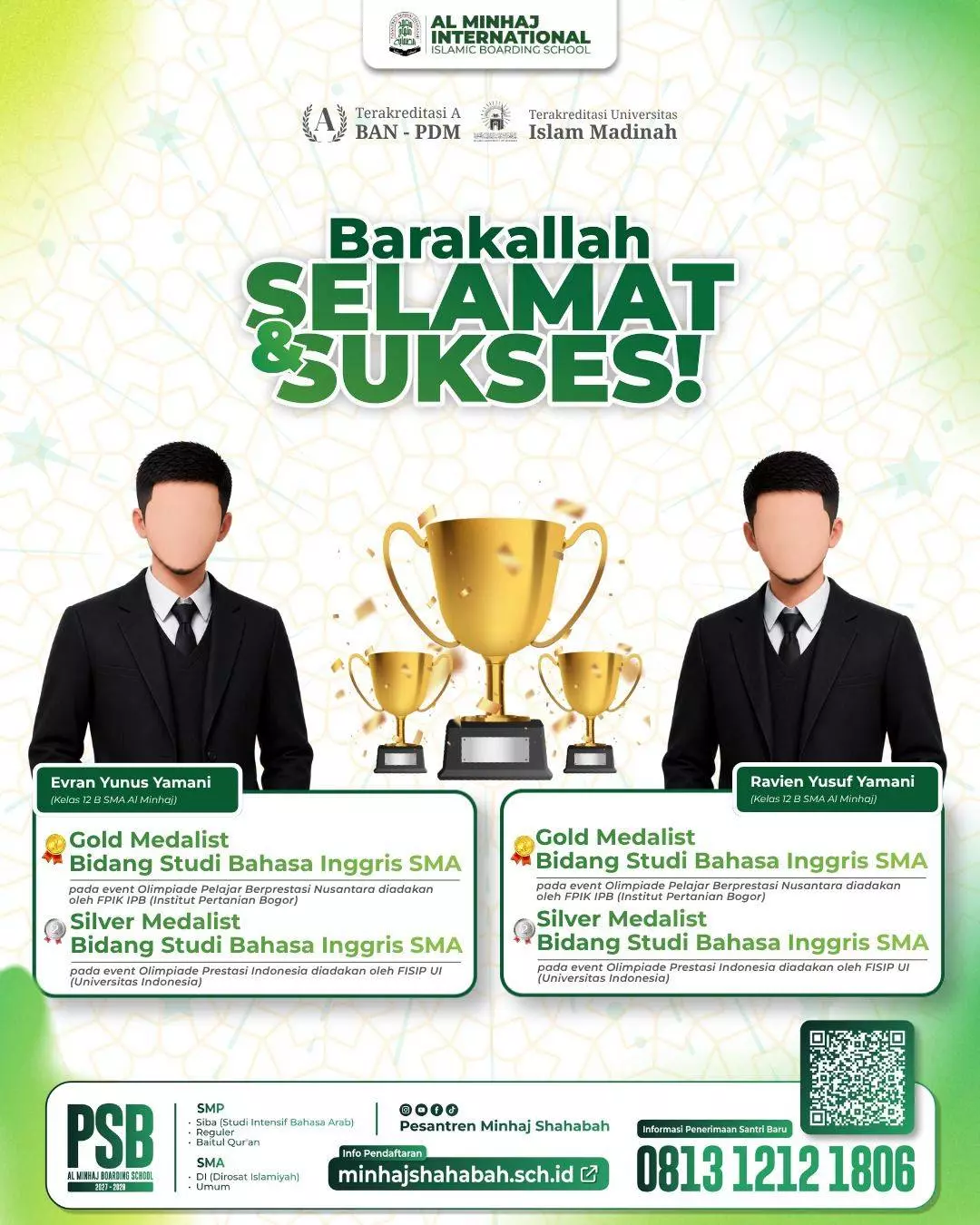 Alhamdulillah, kabar gembira kembali datang dari SMA Al Minhaj! 🎉