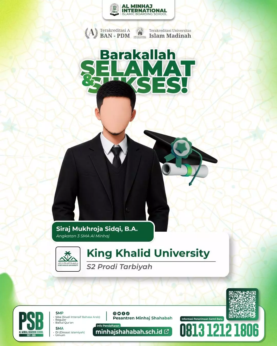 kabar gembira datang dari Siraj Mukhroja Sidqi, B.A.